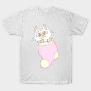 Orange Siamese cat in a sock T-Shirt